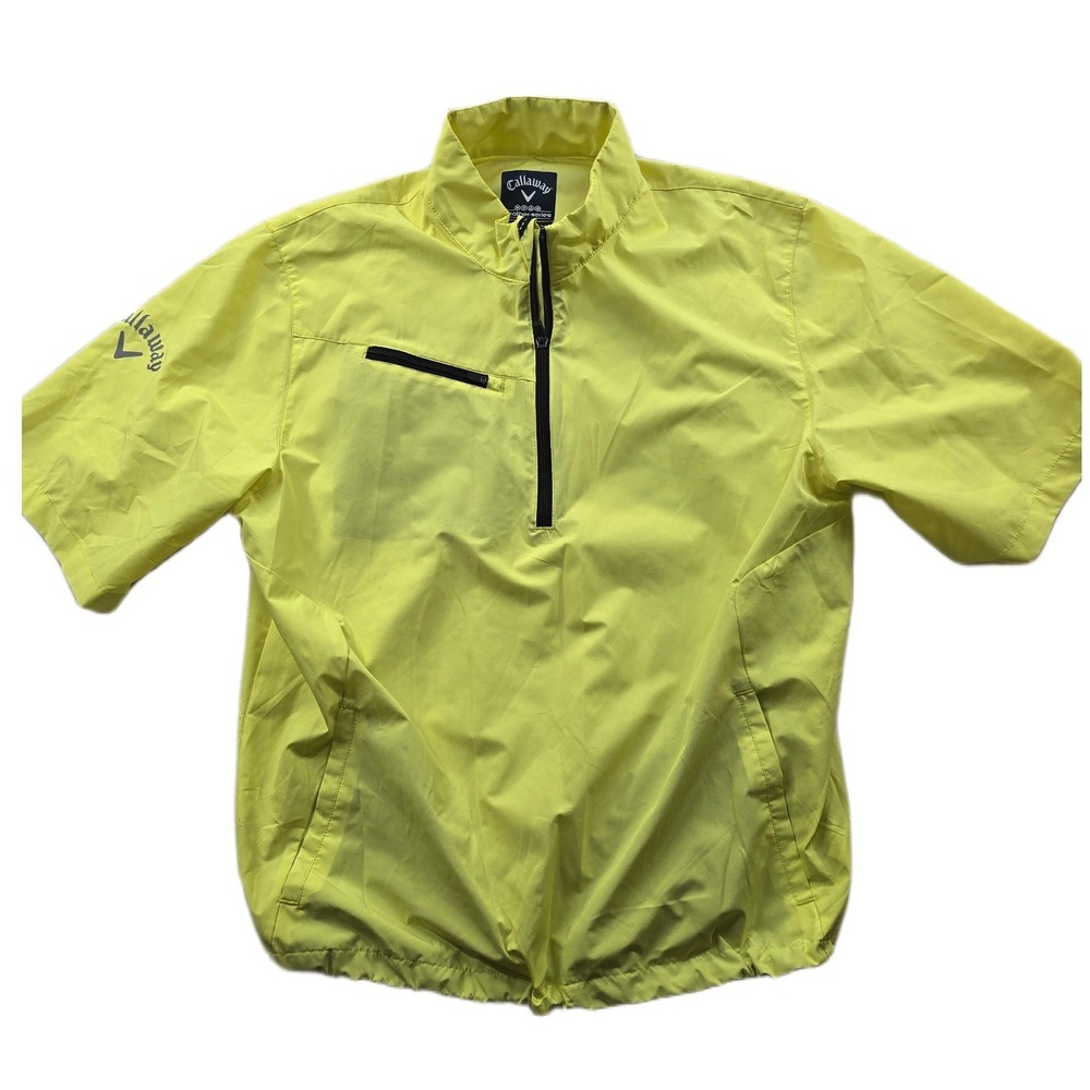 Callaway Golf Windbreaker‎ Mens Large Neon Yellow Weather Series Wind Shirt